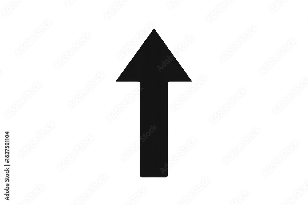 Fototapeta premium Black arrow icon moving up, representing direction, progress, upload, or growth. Transparent background