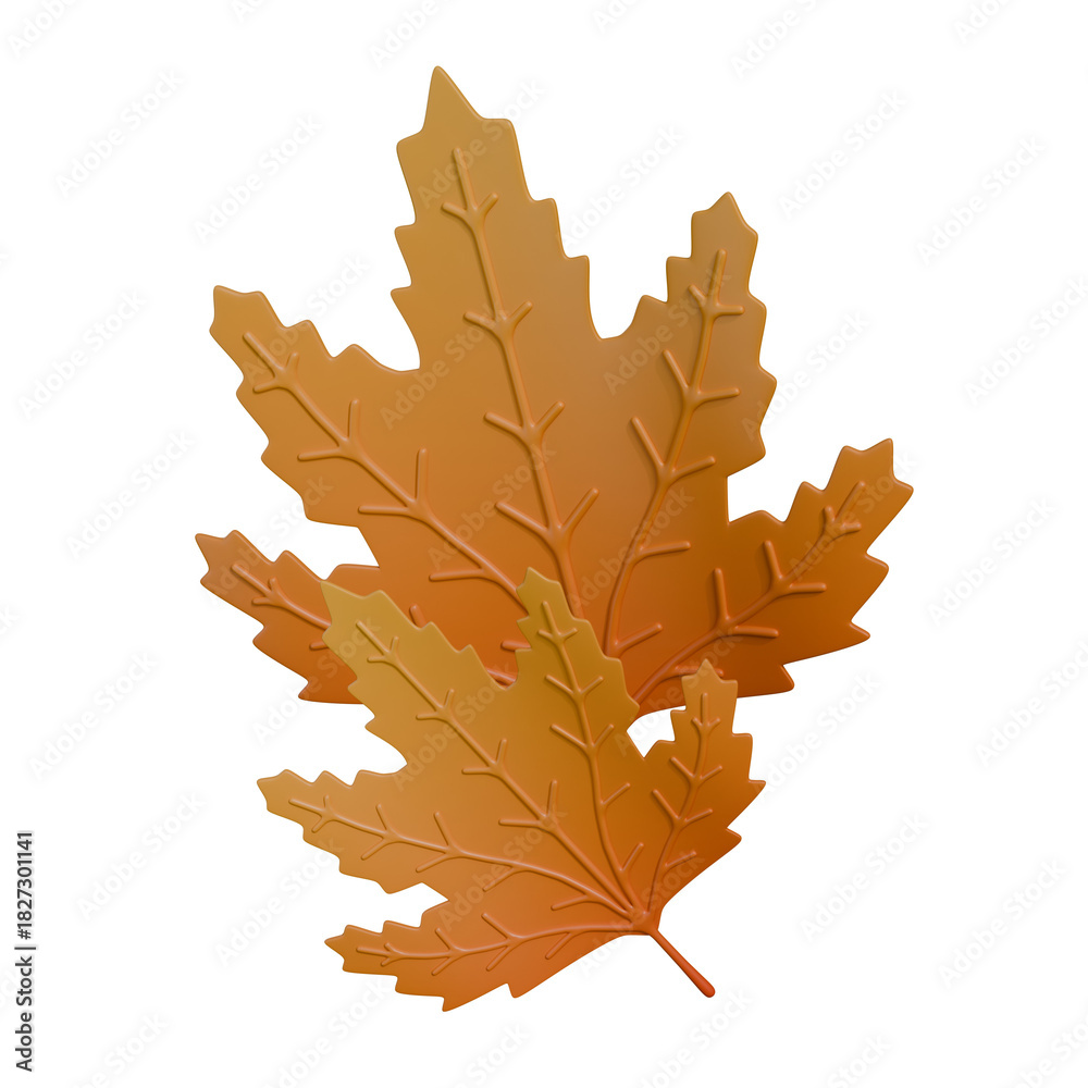 Fototapeta premium A high-quality 3D render of autumn leaves in warm red, orange, and yellow tones.