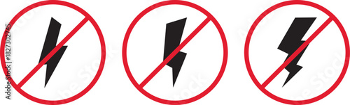 Lightning bolt icons, vector  set,electric power and energy flash symbols template, bright warning sign,Outline thunderbolt symbol illustration,
