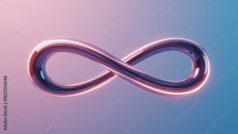 Naklejka premium Glowing infinity symbol on gradient background