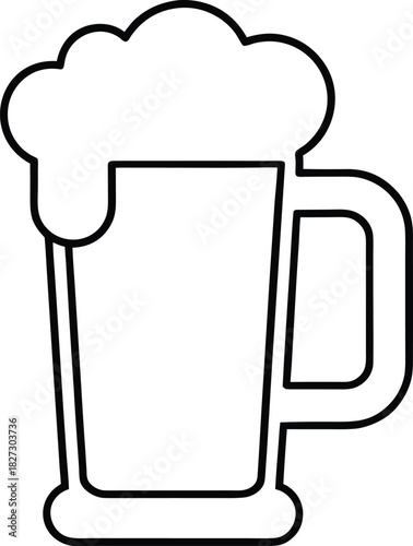Irish beer mug line art with foam glass drink 1