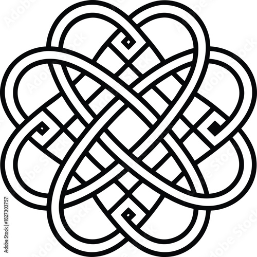 Celtic knot line art intricate interlaced loops a symmetrical design
