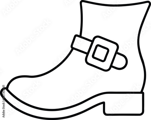 Leprechaun shoe black outline simple line art graphic