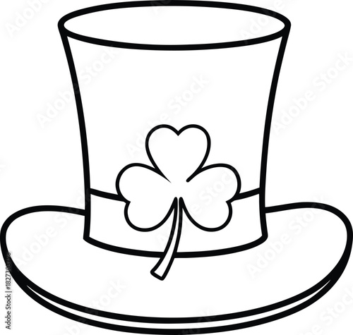 Top Hat with Clover Line Art Vector shamrock 3