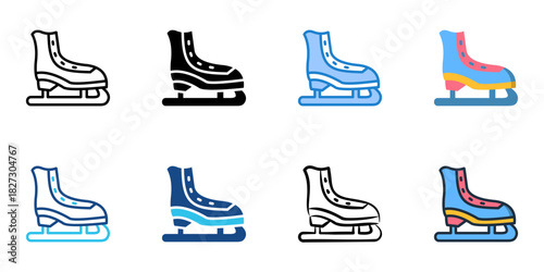 Ice Skates icon set multiple style vector collection 
