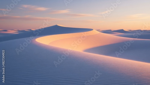 Fototapeta Naklejka Na Ścianę i Meble -  Sunset over sand dunes with calm desert