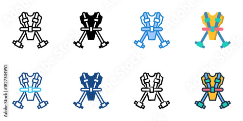 Climbing Harness icon set multiple style vector collection 
