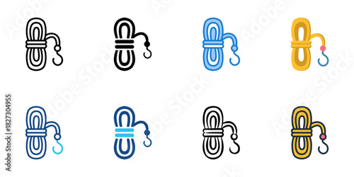 Climbing Ropes icon set multiple style vector collection 
