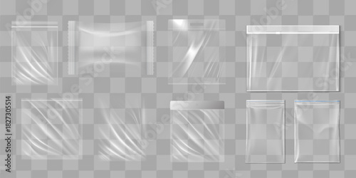 Big Set Of Transparent Empty Plastic Packaging. EPS10 Vector illustration