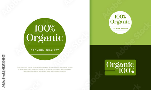 100% organic premium quality label for product packaging. available on white and green sticker.