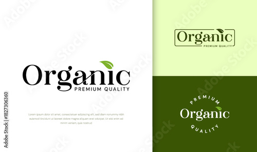Organic Premium Quality Logo Badge. Organic Premium Grade Guarantee Logo.