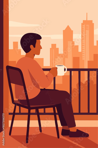 Introvert on Balcony Vector