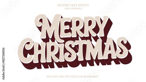 editable 3d vintage Christmas text effect, classic holiday typography for projects.