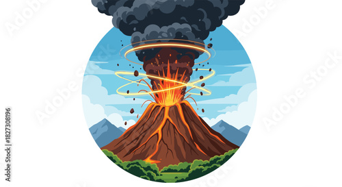 Stunning volcano erupting with lava and smoke, a powerful display of nature's force perfect for educational or environmental content creation