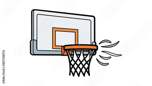 Basketball Hoop with Net and Backboard Illustration Sports Action