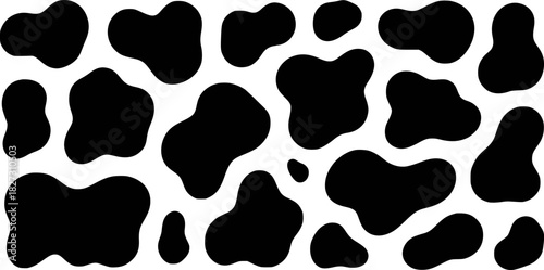 Black and White Irregular Spots Pattern, Cow Print Background
