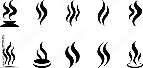 Collection of Black and White Steam and Smoke Icons