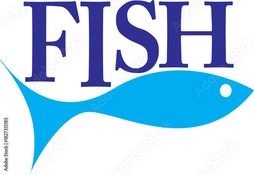 The logo reads "Fish" with a silhouette of a fish. Suitable for use as a fishing company logo.