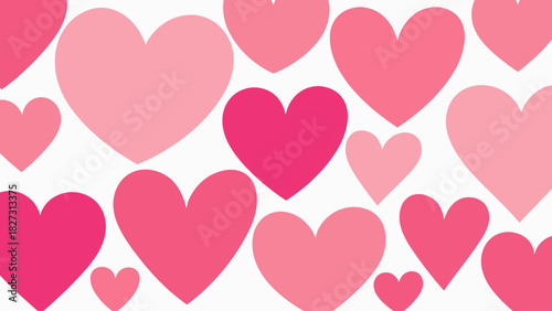 Pink and Magenta Hearts Pattern on White Background, Love and Romance Graphic
