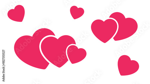 Pink Heart Shapes on White Background - Love, Romance, Valentine's Day, Wedding, Mother's Day Graphic Element
