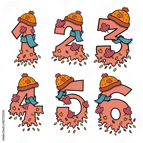 Autumn Themed Numbers One to Six