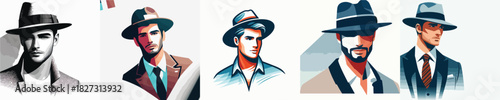  VECTOR IMAGE OF A MAN WEARING A HAT WITH A WHITE BACKGROUND