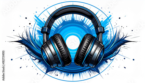 Bold Ink Headphone Doodles for Music Podcast Cover