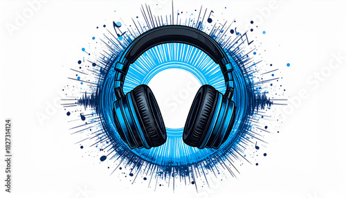 Bold Ink Headphone Doodles for Music Podcast Cover