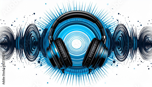 Bold Ink Headphone Doodles for Music Podcast Cover