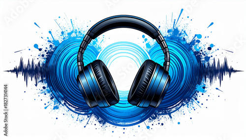 Bold Ink Headphone Doodles for Music Podcast Cover