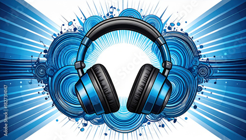 Bold Ink Headphone Doodles for Music Podcast Cover