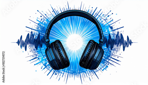 Bold Ink Headphone Doodles for Music Podcast Cover