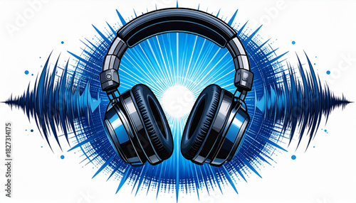 Bold Ink Headphone Doodles for Music Podcast Cover