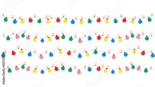 Colorful String Lights on a White Background christmas lights