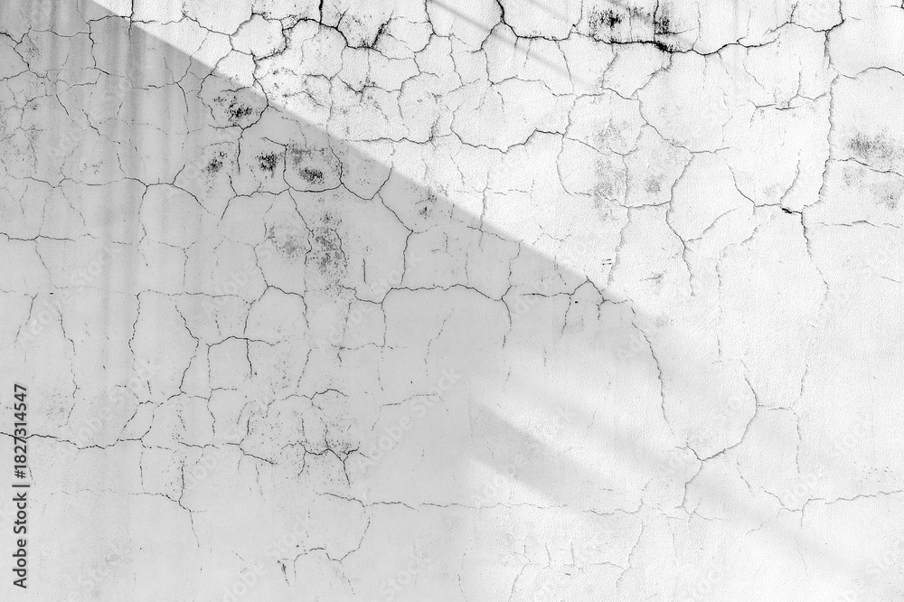 Fototapeta premium Aged cracked white wall with soft shadow texture