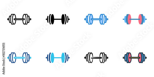 Barbells icon set multiple style vector collection 
