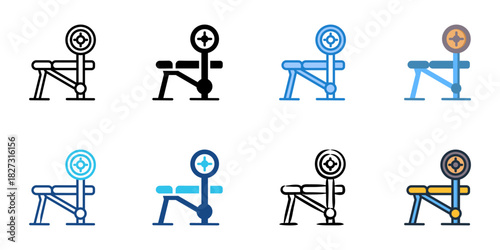 Weight Bench icon set multiple style vector collection 
