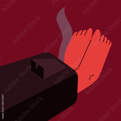 Close view of hand with smoke after shot, dark crime mood for editorial concepts.