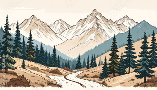 Rough Pencil Mountain Doodles for Adventure Brochure