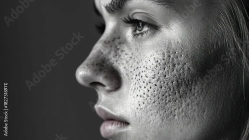 A close-up of human skin with textured surface, possibly indicating natural aging or skin conditions.