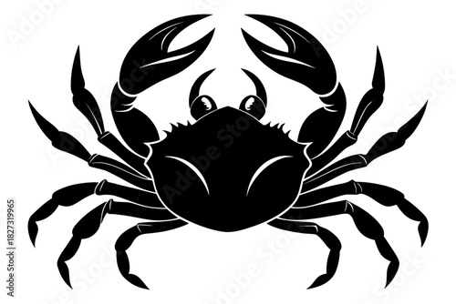 Black crab vector illustration on white background