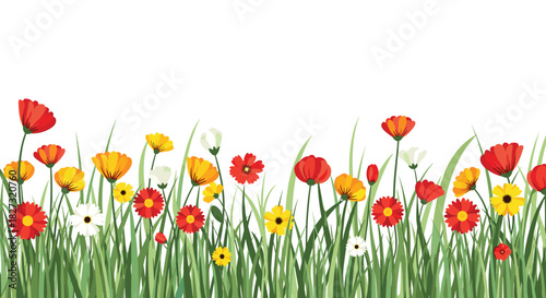 Vibrant wildflower meadow illustration perfect for spring designs and cheerful backgrounds with a touch of whimsy and natural beauty for any project