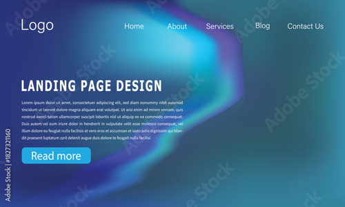Gradient landing page design template with modern web interface.