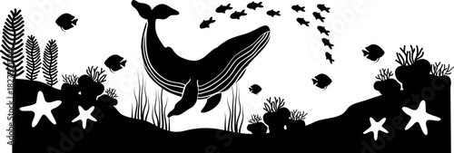 Aquascape Scenery, Underwater Scene Silhouette, Aquarium Fish