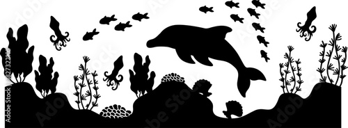 Aquascape Scenery, Underwater Scene Silhouette, Aquarium Fish
