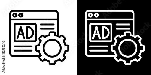 Ad Management  Icon Set White Style Collection