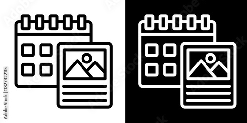 Content Calendar  Icon Set White Style Collection