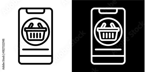 Mobile Commerce  Icon Set White Style Collection