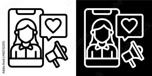 Influencer Marketing  Icon Set White Style Collection