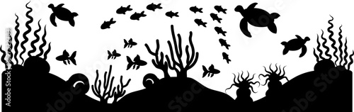 Aquascape Scenery, Underwater Scene Silhouette, Aquarium Fish